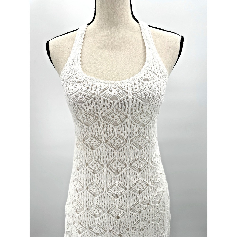 Moda International Open Knit Crochet Scoop Neck Dress Small Cottage Boho Resort